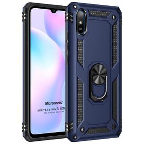 Microsonic Xiaomi Redmi 9A Military Ring Holder Lacivert Kılıf
