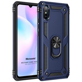 Microsonic Xiaomi Redmi 9A Military Ring Holder Lacivert Kılıf