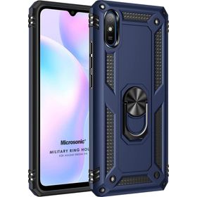 Microsonic Xiaomi Redmi 9A Military Ring Holder Lacivert Kılıf