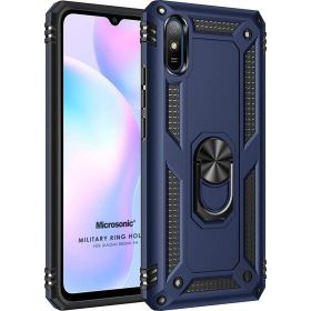 Microsonic Xiaomi Redmi 9A Military Ring Holder Lacivert Kılıf