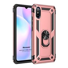Microsonic Xiaomi Redmi 9A Military Ring Holder Rose Gold Kılıf