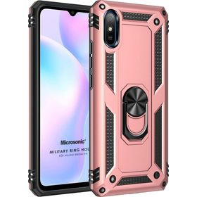 Microsonic Xiaomi Redmi 9A Military Ring Holder Rose Gold Kılıf