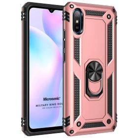 Microsonic Xiaomi Redmi 9A Military Ring Holder Rose Gold Kılıf