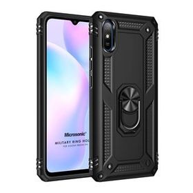 Microsonic Xiaomi Redmi 9A Military Ring Holder Siyah Kılıf