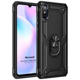Microsonic Xiaomi Redmi 9A Military Ring Holder Siyah Kılıf