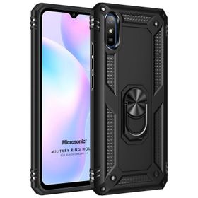 Microsonic Xiaomi Redmi 9A Military Ring Holder Siyah Kılıf