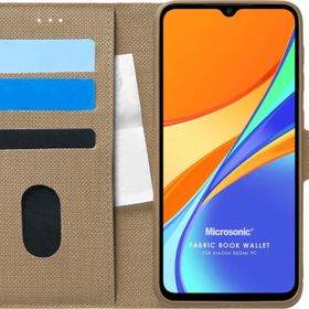 Microsonic Xiaomi Redmi 9C Fabric Book Wallet Gold Kılıf