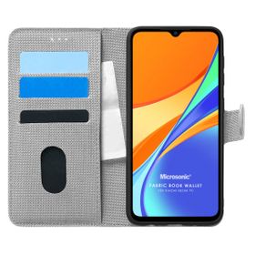 Microsonic Xiaomi Redmi 9C Fabric Book Wallet Gri Kılıf