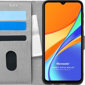 Microsonic Xiaomi Redmi 9C Fabric Book Wallet Gri Kılıf