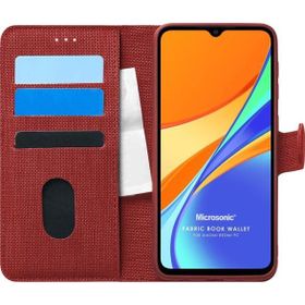 Microsonic Xiaomi Redmi 9C Fabric Book Wallet Kırmızı Kılıf
