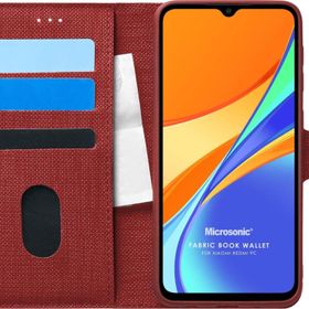 Microsonic Xiaomi Redmi 9C Fabric Book Wallet Kırmızı Kılıf
