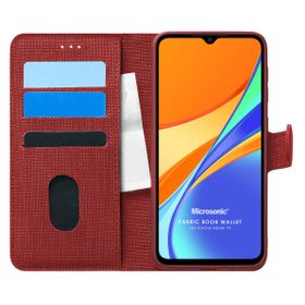 Microsonic Xiaomi Redmi 9C Fabric Book Wallet Kırmızı Kılıf