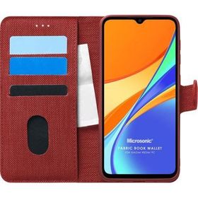 Microsonic Xiaomi Redmi 9C Fabric Book Wallet Kırmızı Kılıf