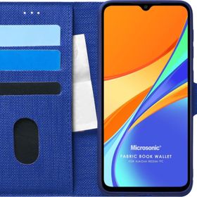 Microsonic Xiaomi Redmi 9C Fabric Book Wallet Lacivert Kılıf