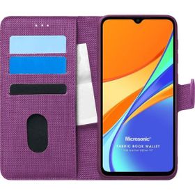 Microsonic Xiaomi Redmi 9C Fabric Book Wallet Mor Kılıf