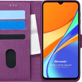 Microsonic Xiaomi Redmi 9C Fabric Book Wallet Mor Kılıf