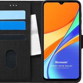Microsonic Xiaomi Redmi 9C Fabric Book Wallet Siyah Kılıf