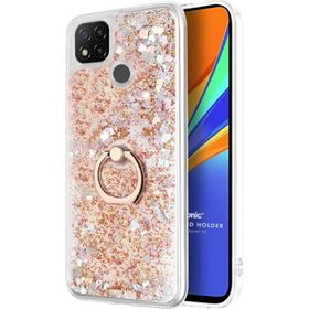Microsonic Xiaomi Redmi 9C Glitter Liquid Holder Gold Kılıf
