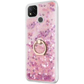 Microsonic Xiaomi Redmi 9C Glitter Liquid Holder Pembe Kılıf