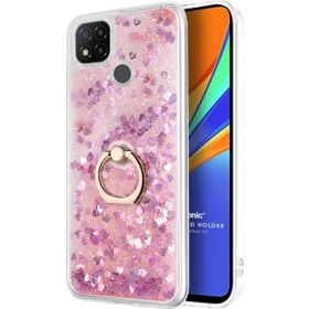 Microsonic Xiaomi Redmi 9C Glitter Liquid Holder Pembe Kılıf