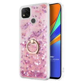 Microsonic Xiaomi Redmi 9C Glitter Liquid Holder Pembe Kılıf