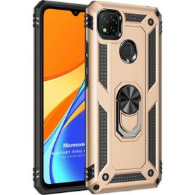 Microsonic Xiaomi Redmi 9C Military Ring Holder Gold Kılıf