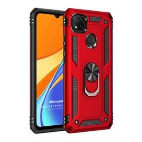 Microsonic Xiaomi Redmi 9C Military Ring Holder Kırmızı Kılıf