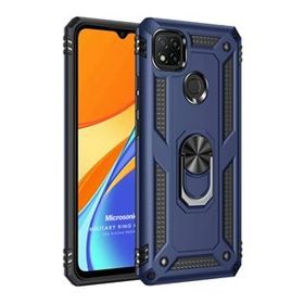 Microsonic Xiaomi Redmi 9C Military Ring Holder Lacivert Kılıf