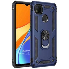 Microsonic Xiaomi Redmi 9C Military Ring Holder Lacivert Kılıf