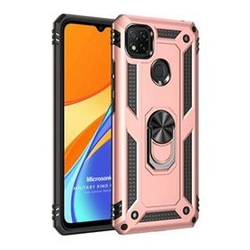 Microsonic Xiaomi Redmi 9C Military Ring Holder Rose Gold Kılıf