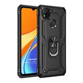 Microsonic Xiaomi Redmi 9C Military Ring Holder Siyah Kılıf