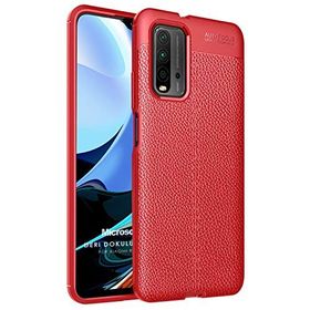 Microsonic Xiaomi Redmi 9t Deri Dokulu Silikon Kırmızı Kılıf