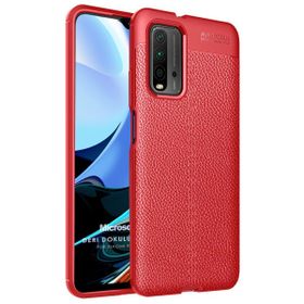 Microsonic Xiaomi Redmi 9t Deri Dokulu Silikon Kırmızı Kılıf