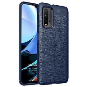 Microsonic Xiaomi Redmi 9T Deri Dokulu Silikon Lacivert Kılıf