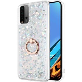 Microsonic Xiaomi Redmi 9T Glitter Liquid Holder Gümüş Kılıf