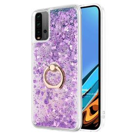 Microsonic Xiaomi Redmi 9T Glitter Liquid Holder Mor Kılıf