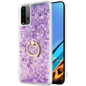 Microsonic Xiaomi Redmi 9T Glitter Liquid Holder Mor Kılıf