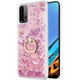 Microsonic Xiaomi Redmi 9T Glitter Liquid Holder Pembe Kılıf