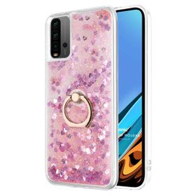 Microsonic Xiaomi Redmi 9T Glitter Liquid Holder Pembe Kılıf