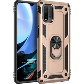 Microsonic Xiaomi Redmi 9T Military Ring Holder Gold Kılıf