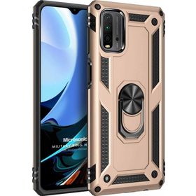 Microsonic Xiaomi Redmi 9T Military Ring Holder Gold Kılıf