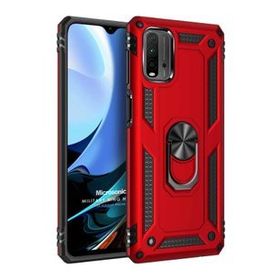 Microsonic Xiaomi Redmi 9T Military Ring Holder Kırmızı Kılıf