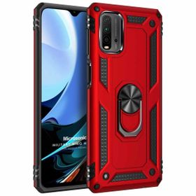 Microsonic Xiaomi Redmi 9T Military Ring Holder Kırmızı Kılıf