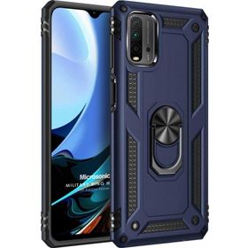 Microsonic Xiaomi Redmi 9T Military Ring Holder Lacivert Kılıf