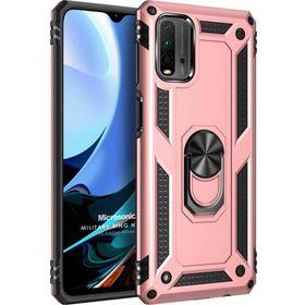 Microsonic Xiaomi Redmi 9T Military Ring Holder Rose Gold Kılıf