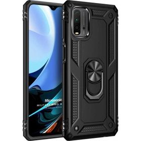 Microsonic Xiaomi Redmi 9T Military Ring Holder Siyah Kılıf
