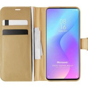 Microsonic Xiaomi Redmi K20 Delux Leather Wallet Gold Kılıf