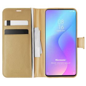 Microsonic Xiaomi Redmi K20 Delux Leather Wallet Gold Kılıf