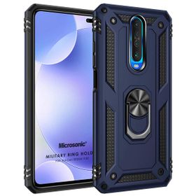 Microsonic Xiaomi Redmi K30 Military Ring Holder Lacivert Cep Telefonu Kılıfı