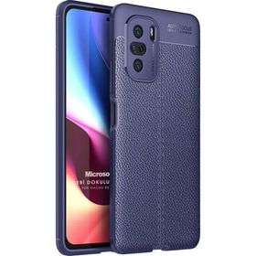 Microsonic Xiaomi Redmi K40 Deri Dokulu Silikon Lacivert Kılıf
